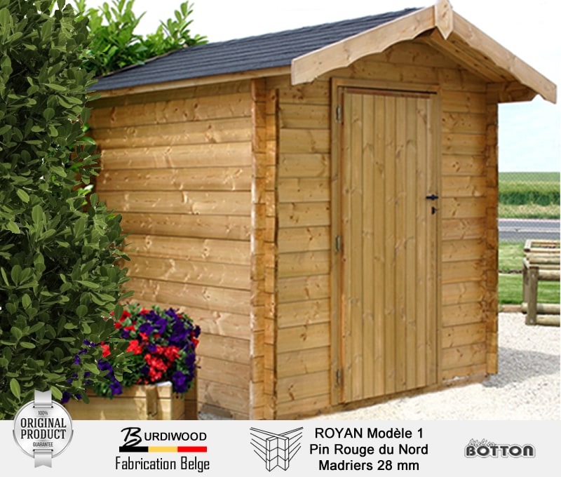 Vente et montage abris de jardin en bois 28mm de bonne qualité - Royan Modèle 1 Burdiwood fabrication sur Namur - Atelier Botton