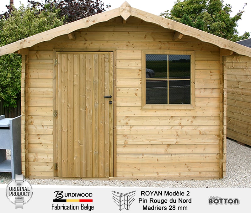Vente et montage abris de jardin en bois 28mm de bonne qualité - Royan Modèle 2 Burdiwood fabrication sur Namur - Atelier Botton