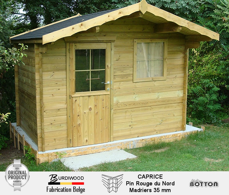 Vente et montage abris de jardin en bois 35mm de bonne qualité - Caprice Burdiwood fabrication sur Namur - Atelier Botton