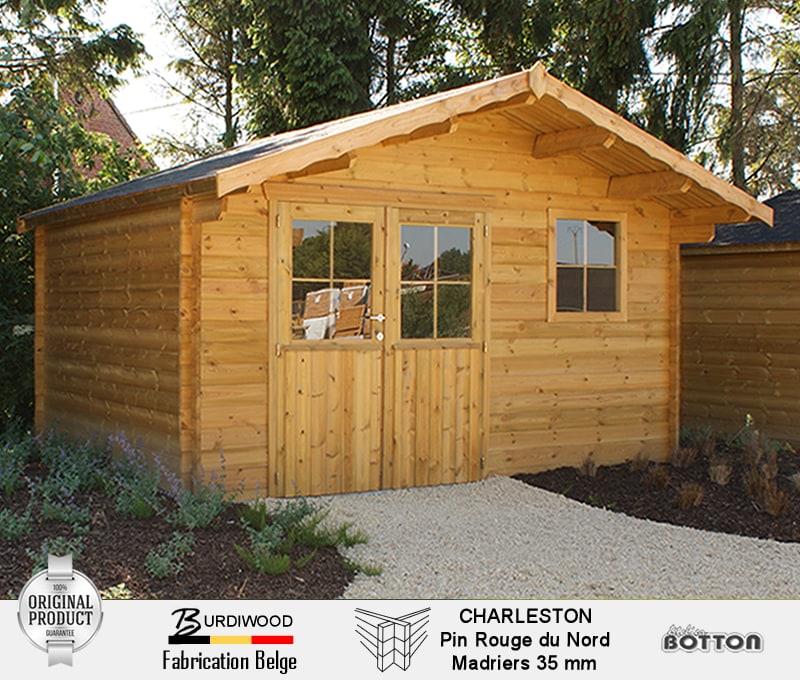Vente et montage abris de jardin en bois 35mm de bonne qualité - Charleston Burdiwood fabrication sur Namur - Atelier Botton